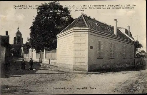 Ak Villeblevin Yonne, Gare de Villeneuve la Guyard