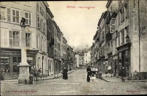 Ak Épinal Lothringen Vosges, Rue Rualmenil, Pharmacie