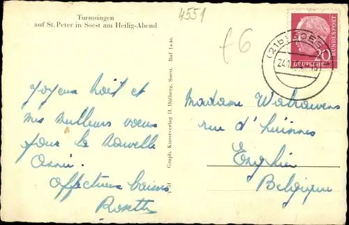 Ak Soest in Nordrhein Westfalen, Straßenpartie, Heilig Abend, Gloria in excelsis deo