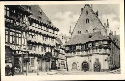Ak Halberstadt Sachsen Anhalt, Fischmarkt, Winklersches Haus, Ratskeller, Rathaus