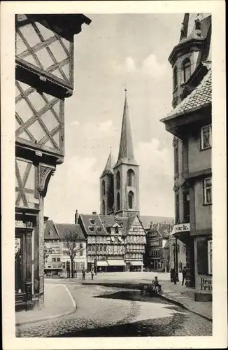 Ak Halberstadt Sachsen Anhalt, Holzmarkt, Blick auf Martinikirche
