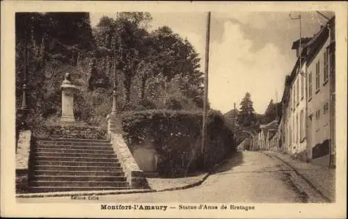 Ak Montfort l'Amaury Yvelines, Statue d´Anne de Bretagne