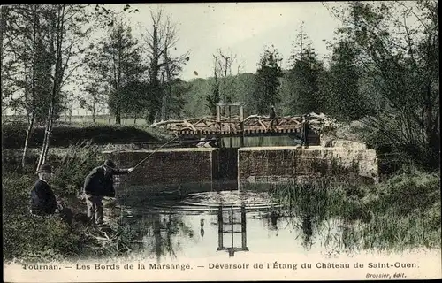 Ak Tournan-en-Brie Seine et Marne, La Marsange, Déversoir de l'Étang du Château de Saint Ouen