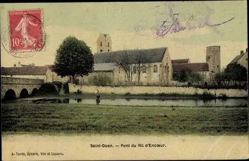 Ak Saint Ouen sur Morin Seine et Marne, Pont du Rû d'Encoeur