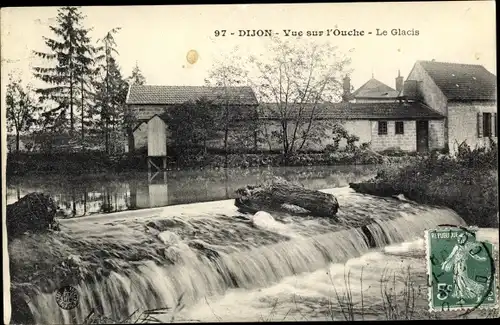 Ak Dijon Côte d'Or, Vue sur l'Ouche, Le Glacis