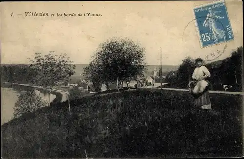 Ak Villecien Yonne, Les Bords de l'Yonne