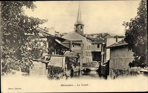 Ak Mirecourt Lothringen Vosges, Le Canal, L'Eglise