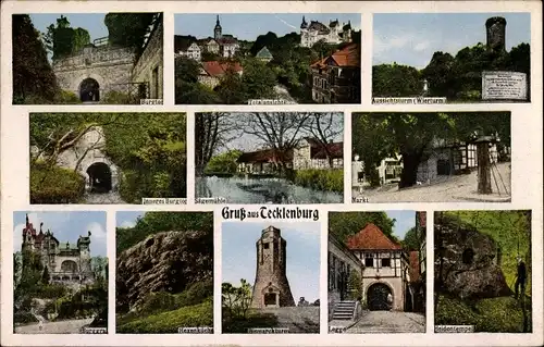 Ak Tecklenburg in Westfalen, Burgtor, Wierturm, Hexenküche, Bismarckturm, Heidentempel