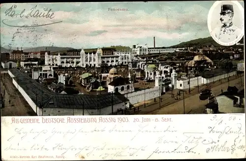 Ak Ústí nad Labem Aussig Elbe Stadt, Allg. Deutsche Ausstellung 1903, Panorama