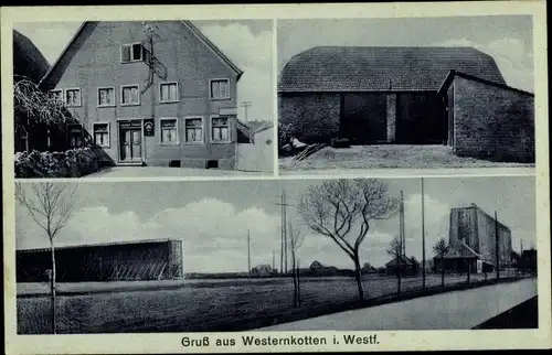 Ak Westernkotten Westfalen, Gasthof Josef Besting, Gradierwerk, Scheune