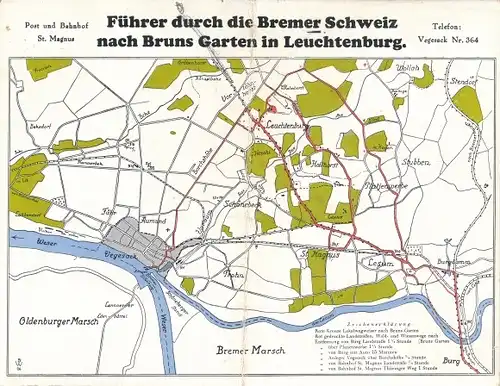 Landkarten Klapp Ak Leuchtenburg Schwanewede Niedersachsen, Bruns Garten, Bremer Schweiz