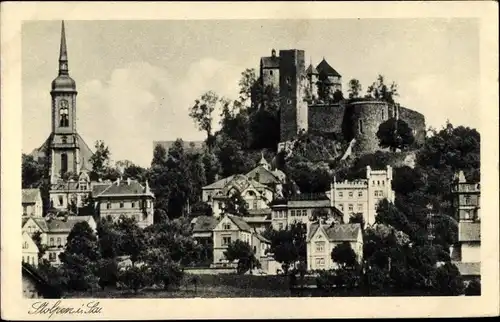 Ak Stolpen in der Sächsischen Schweiz, Teilansicht, Burg, Kirche