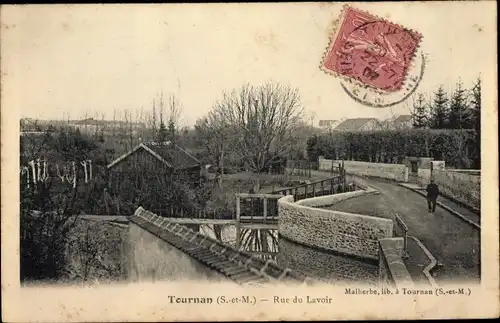 Ak Tournan-en-Brie Seine et Marne, Rue du Lavoir