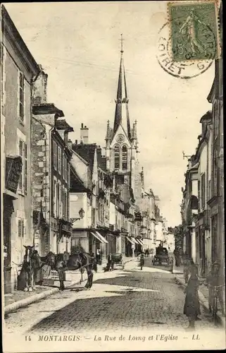 Ak Montargis Loiret, Rue de Loing et l'Eglise