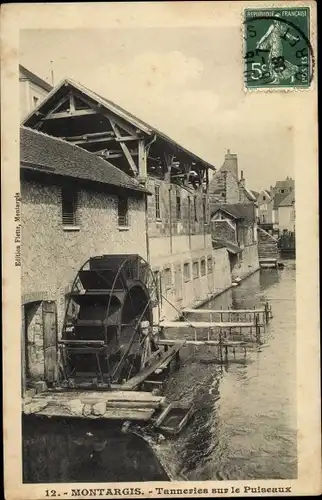 Ak Montargis Loiret, Tanneries sur le Puiseaux, Wassermühle