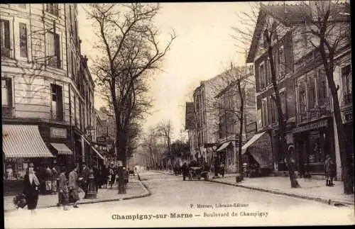 Ak Champigny sur Marne Val de Marne, Boulevard de Champigny, Pharmacie de la gare