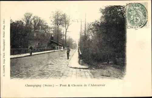 Ak Champigny sur Marne Val de Marne, Pont et Chemin de l´Abreuvoir