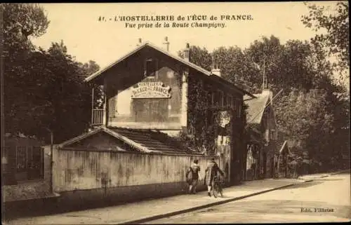 Ak Champigny sur Marne Val de Marne, Hostellerie de l´Ecu de France, Vue prise de la Route Champigny