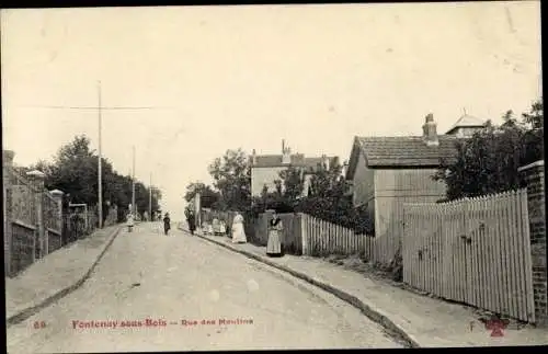 Ak Fontenay sous Bois Val de Marne, Rue des Moulins