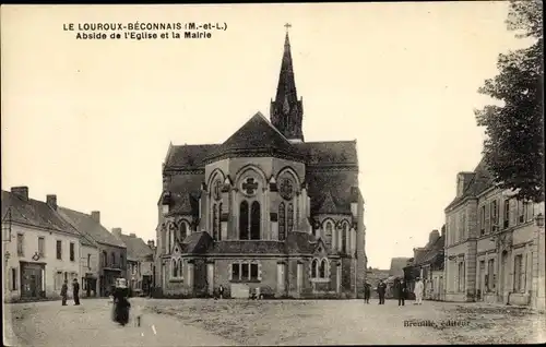 Ak Le Louroux-Béconnais Maine et Loire, Abside de l'Eglise te la Mairie