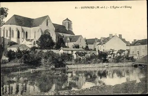 Ak Gonnord Maine-et-Loire, L'Eglise et l'Etang