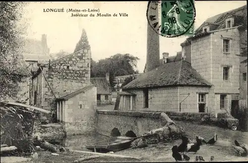 Ak Longué Maine et Loire, Interieur de Moulin de Ville