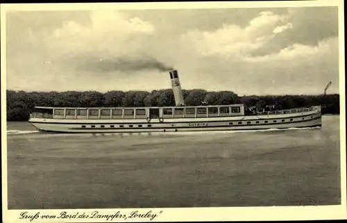 Ak Berliner Salondampfer Loreley auf Fahrt, Steuerbordansicht