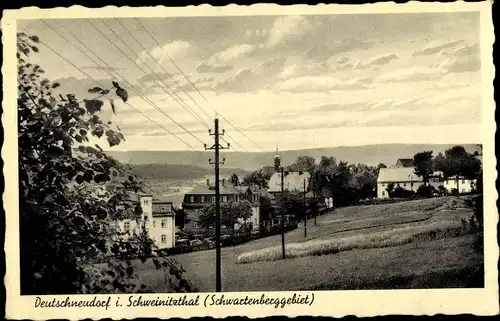 Ak Deutschneudorf im Schweinitztal im Erzgebirge, Schwartenberggebiet, Blick auf den Ort