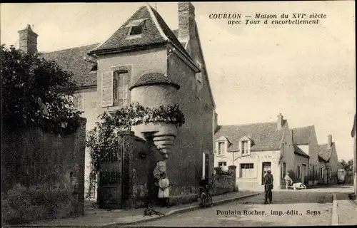 Ak Courlon Yonne, Maison avec Tour à encorbellement