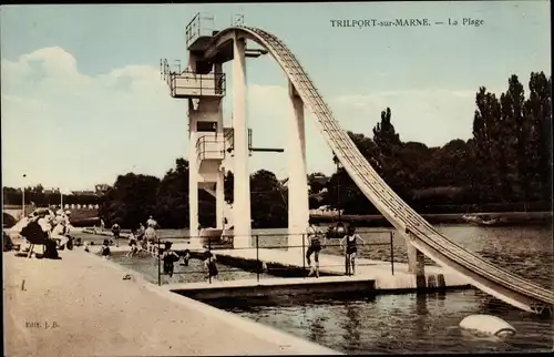 Ak Trilport Seine et Marne, La Plage