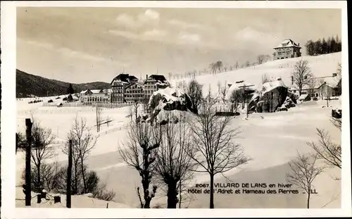 Ak Villard-de-Lans Isère, Hotel de l´Adret et Hameau des Pierres, en hiver