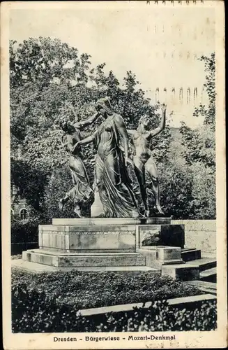 Ak Dresden Zentrum Altstadt, Bürgerwiese, Mozart Denkmal