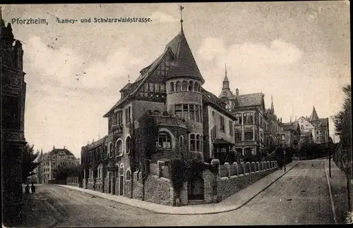 Ak Pforzheim im Schwarzwald, Lamey und Schwarzwaldstraße