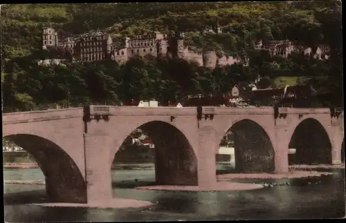 Ak Heidelberg am Neckar, Schloss, alte Neckarbrücke