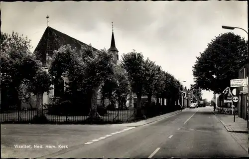 Ak Visvliet Groningen, Ned. Herv. Kerk