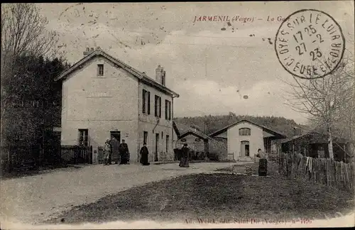 Ak Jarmenil Lothringen Vosges, La Gare, Bahnhof, Straßenseite