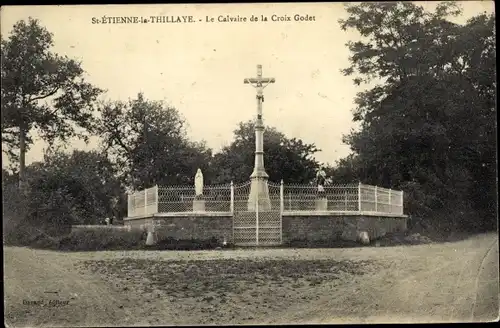 Ak Saint Étienne la Thillaye, Le Calvaire de la Croix Godet