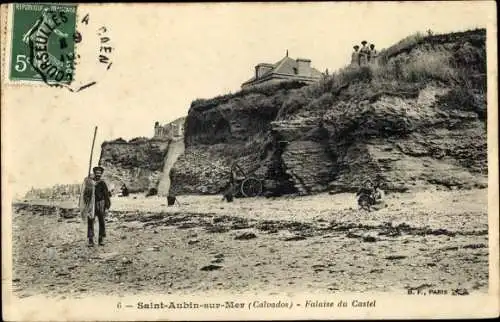 Ak Saint Aubin sur Mer Calvados, Falaise du Castel