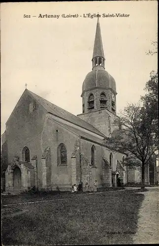 Ak Artenay Loiret, Église Saint Victor