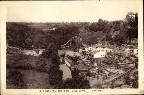 Ak Argenton Chateau Deux Sèvres, Panorama