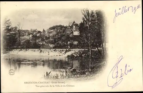 Ak Argenton Chateau Deux Sèvres, Vue Générale de la Ville et du Château