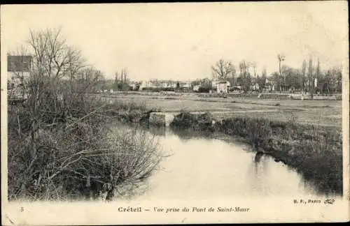 Ak Créteil Val de Marne, Vue prise du Pont de Saint Maur