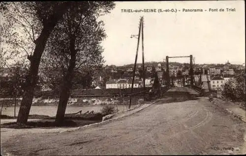 Ak Triel sur Seine Yvelines, Panorama, Pont de Triel