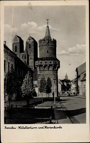 Ak Prenzlau in der Uckermark, Mitteltorturm, Marienkirche