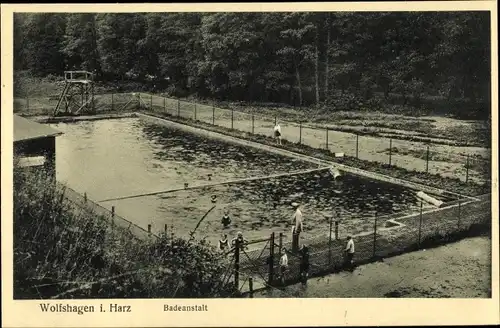 Ak Wolfshagen Langelsheim am Harz, Badeanstalt