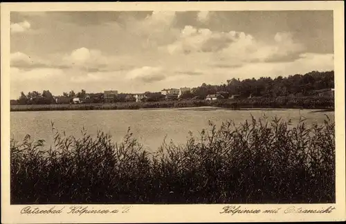 Ak Ostseebad Kölpinsee auf Usedom, Seeblick mit Ort