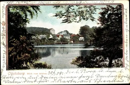 Ak Glücksburg an der Ostsee, Blick vom Schloss auf den Ort