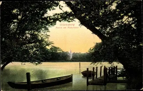 Ak Glücksburg an der Ostsee, Partie am Rüderteich