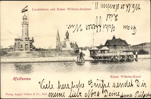 Ak Holtenau Kiel in Schleswig Holstein, Leuchtturm und Kaiser Wilhelm Kanal