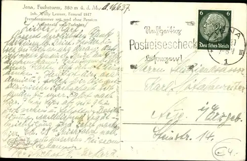 Ak Jena in Thüringen, Fuchsturm, Panorama vom Ort